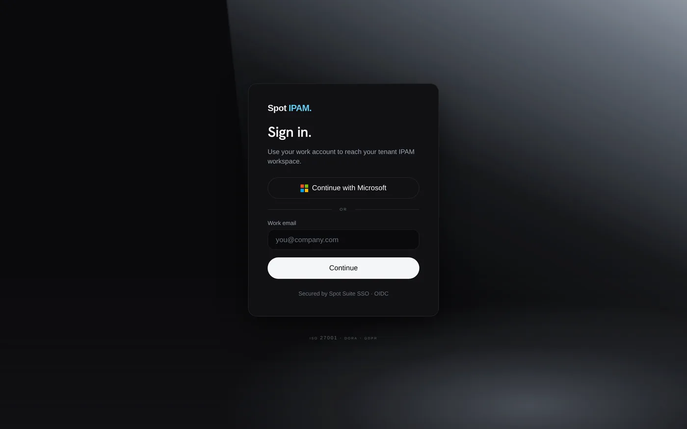 Spot IPAM sign-in screen